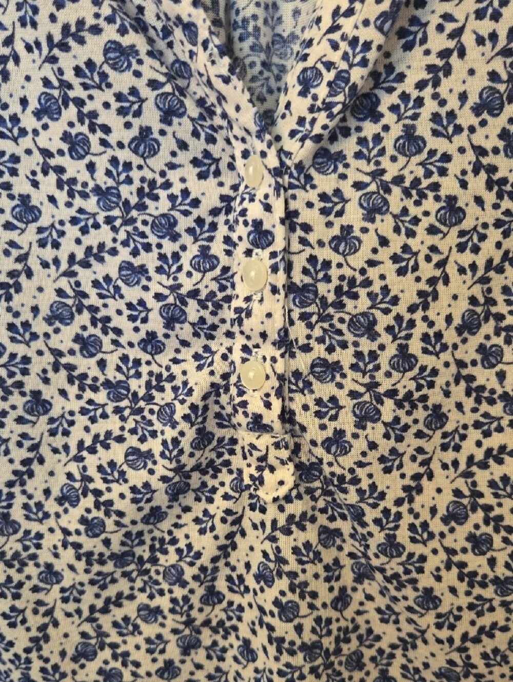 H&M White Blouse with Blue Ditsy Floral Print Size L - Picture 3 of 4